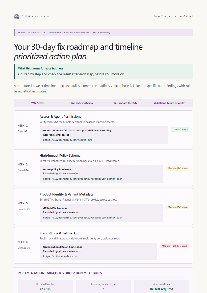 Sample report implementation roadmap